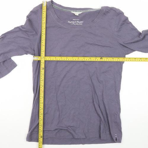 White Stuff Womens Purple 3/4 Sleeve Cotton Jersey T-Shirt UK 12