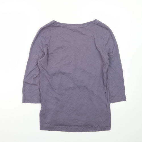White Stuff Womens Purple 3/4 Sleeve Cotton Jersey T-Shirt UK 12