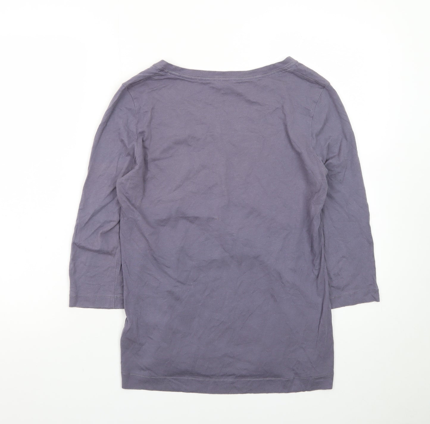 White Stuff Womens Purple 3/4 Sleeve Cotton Jersey T-Shirt UK 12