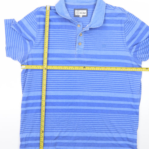Fat Face Men’s Blue Striped Cotton Polo Shirt Size 2XL Regular Fit