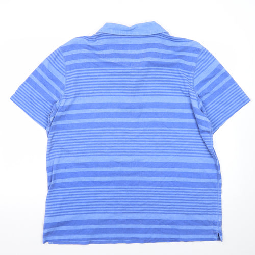 Fat Face Men’s Blue Striped Cotton Polo Shirt Size 2XL Regular Fit