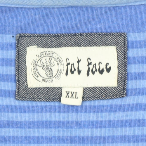 Fat Face Men’s Blue Striped Cotton Polo Shirt Size 2XL Regular Fit