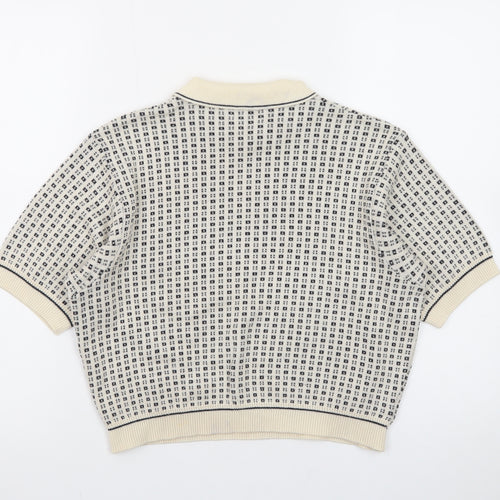 Marks and Spencer Women Beige Collared Knit Short Sleeve Jumper Size 12