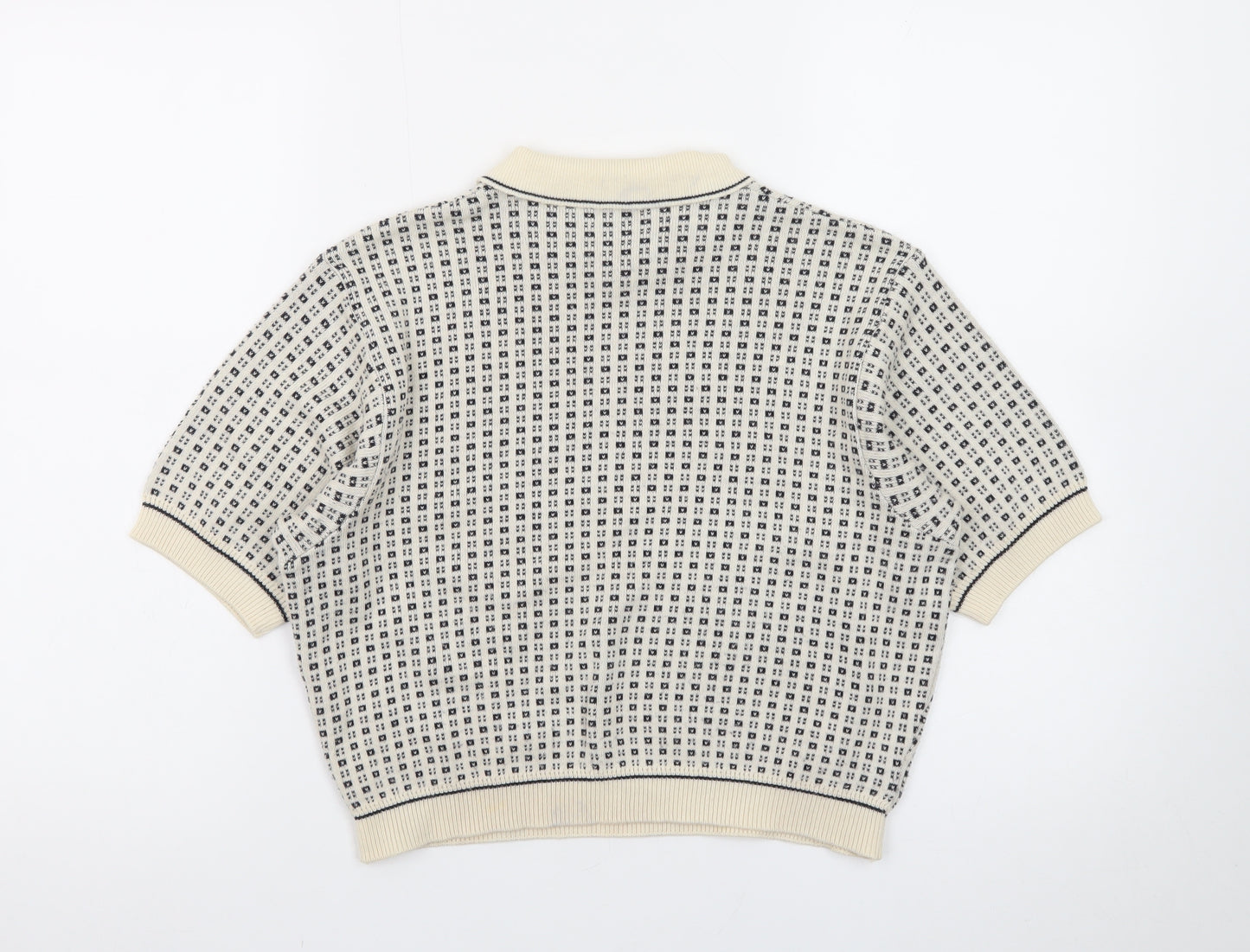 Marks and Spencer Women Beige Collared Knit Short Sleeve Jumper Size 12