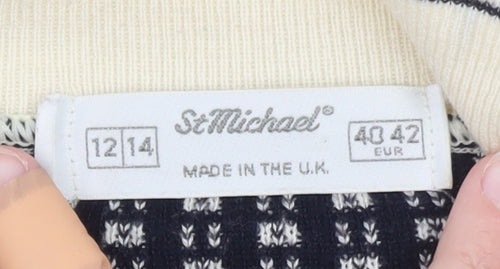 Marks and Spencer Women Beige Collared Knit Short Sleeve Jumper Size 12