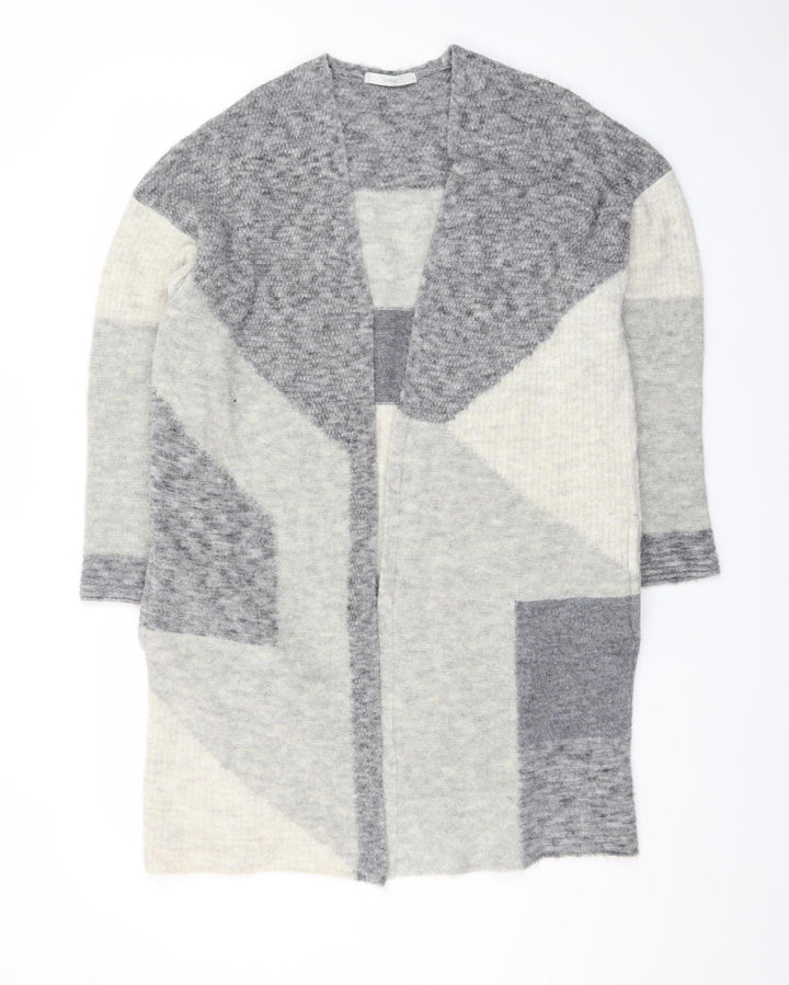 George Women's Grey Knit Open Long Cardigan Size S