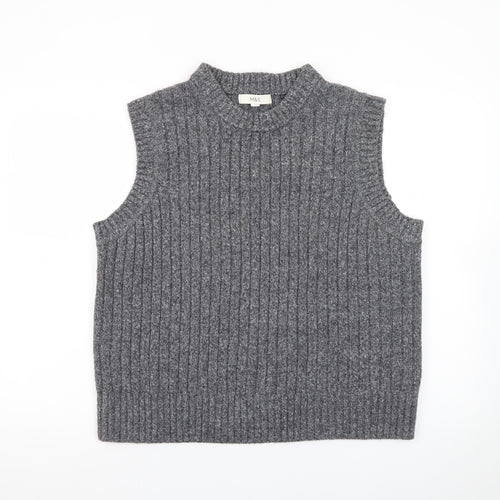 Marks and Spencer Mens Grey Ribbed Knit Mock Neck Sleeveless Vest L