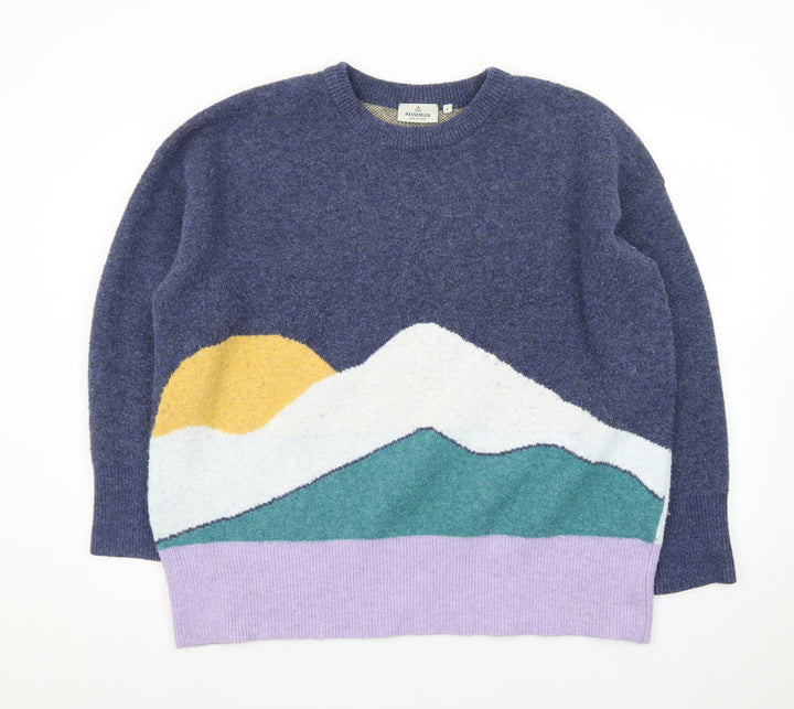 Passenger Womens Blue Nature Knit Pullover Jumper Size S