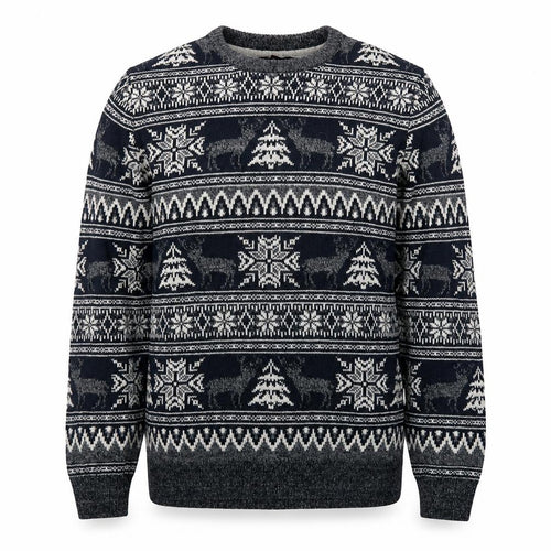 Cedar Wood State Men's Grey Fair Isle Christmas Jumper XL
