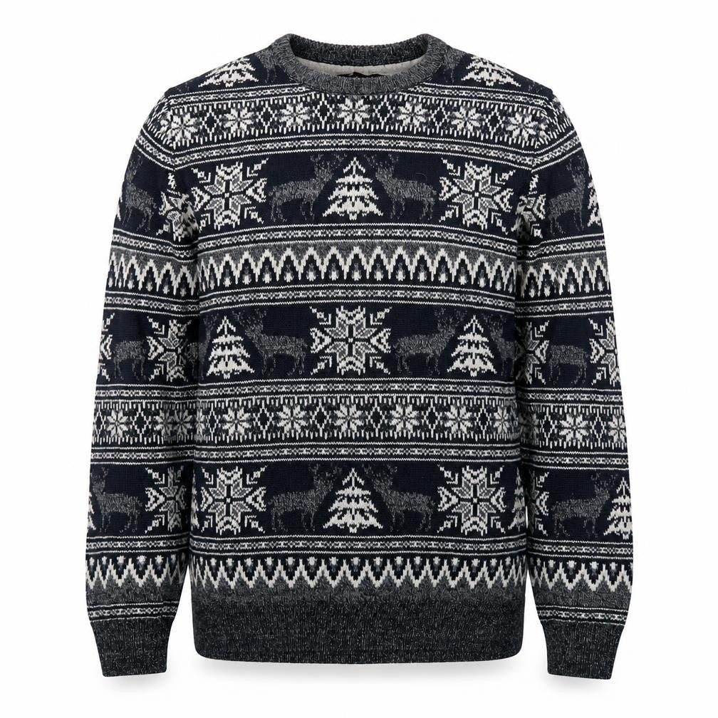 Cedar Wood State Men's Grey Fair Isle Christmas Jumper XL