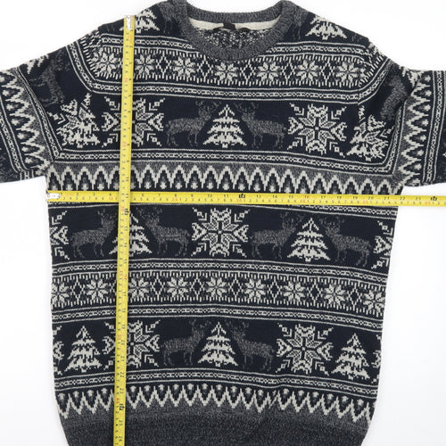 Cedar Wood State Men's Grey Fair Isle Christmas Jumper XL