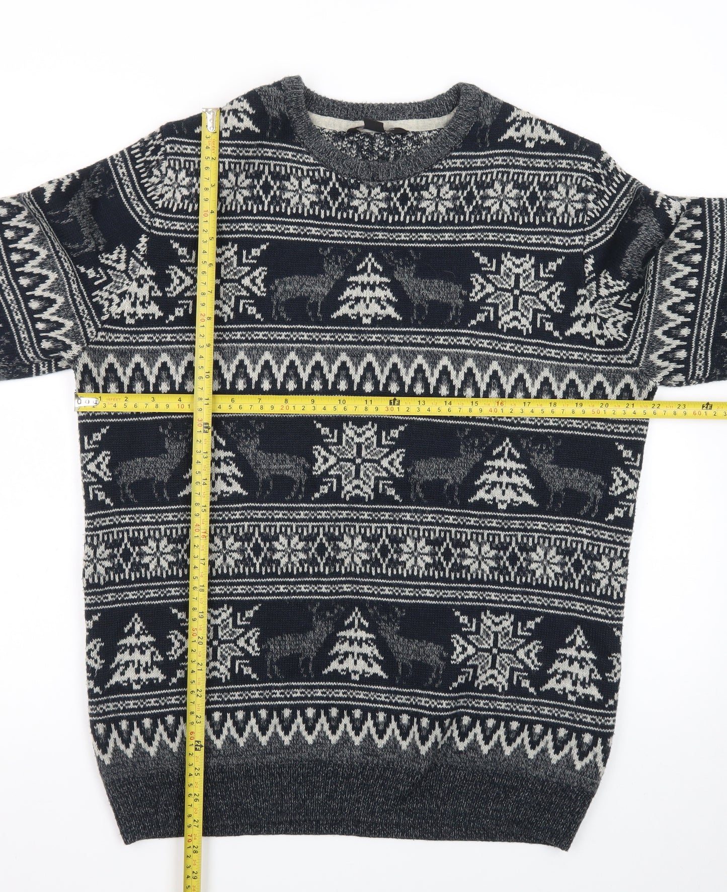 Cedar Wood State Men's Grey Fair Isle Christmas Jumper XL