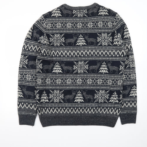 Cedar Wood State Men's Grey Fair Isle Christmas Jumper XL