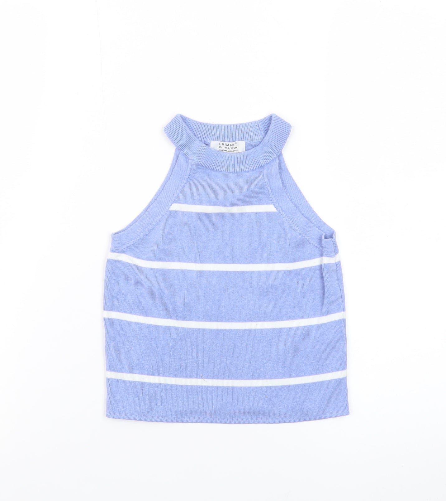 Primark Teens Blue Striped Knit Halter Tank Top Size 10
