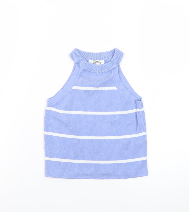 Primark Teens Blue Striped Knit Halter Tank Top Size 10