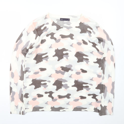 Marks and Spencer Women's Multicoloured Camouflage Crew Neck Jumper Size 14