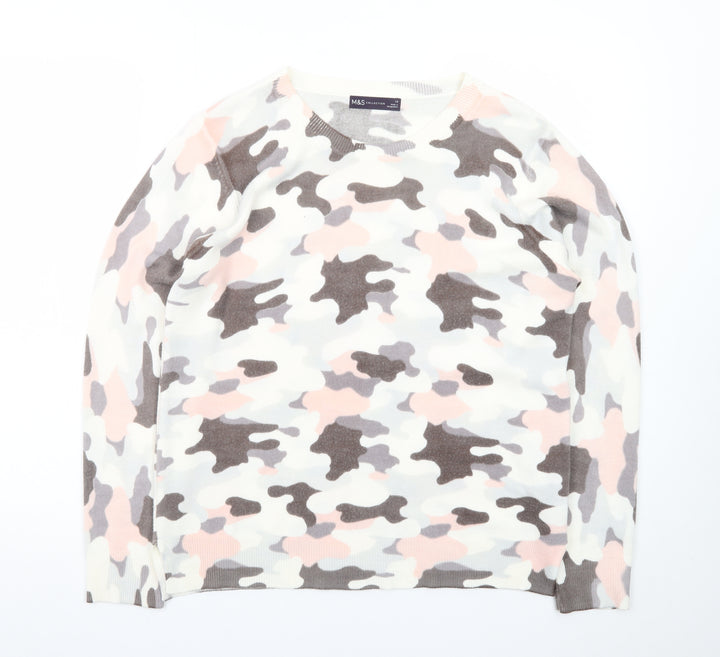 Marks and Spencer Women's Multicoloured Camouflage Crew Neck Jumper Size 14