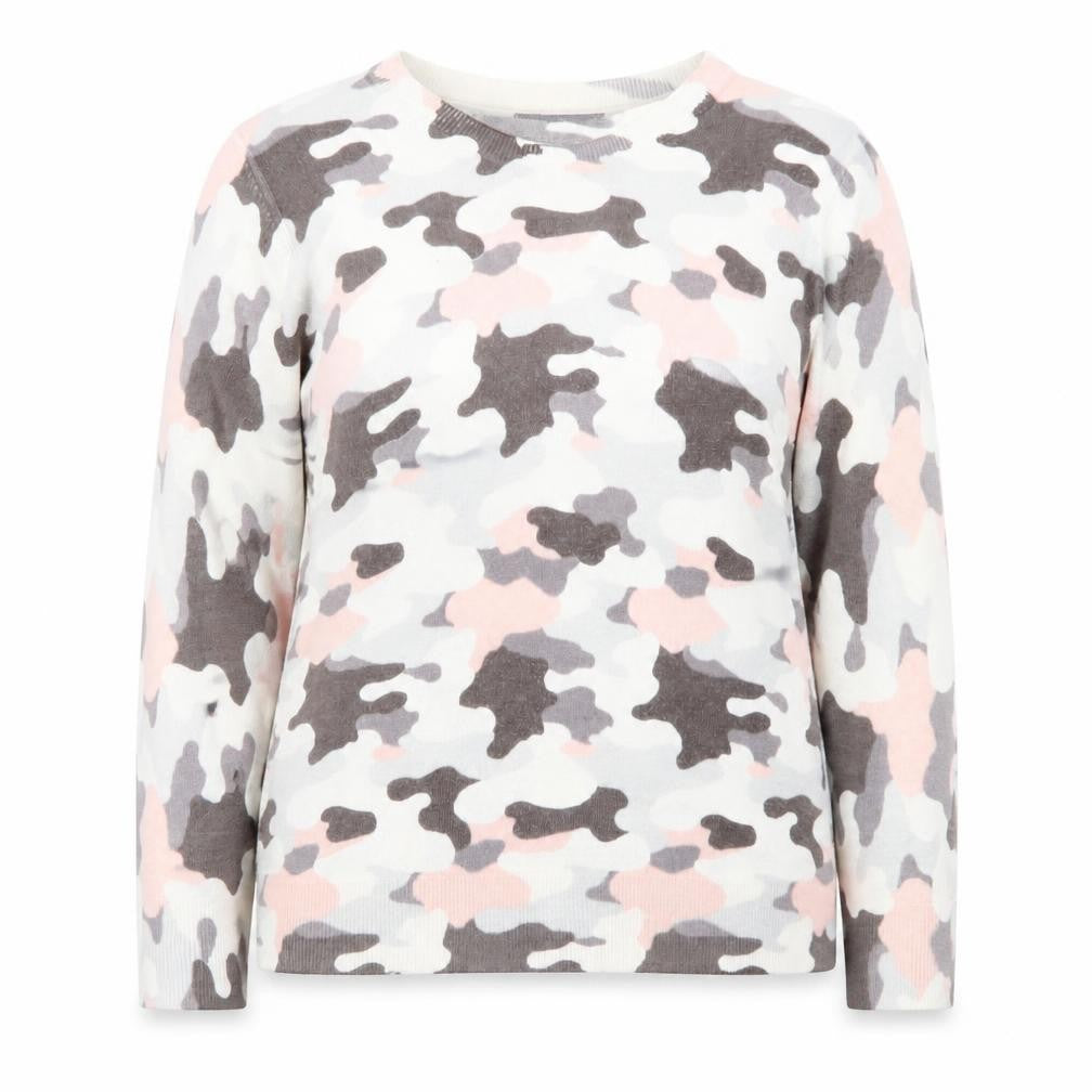 Front view of Marks & Spencer Women's Multicoloured Camouflage Crew Neck Jumper, size 14