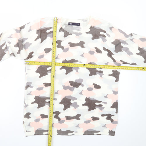 Marks and Spencer Women's Multicoloured Camouflage Crew Neck Jumper Size 14