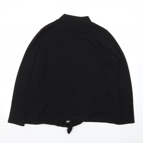 Zara Women Black Mock Neck Beaded Tie Hem Jumper XL