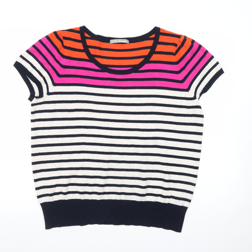 Marks and Spencer Women’s Multicoloured Striped Short Sleeve Pullover Jumper Size 18