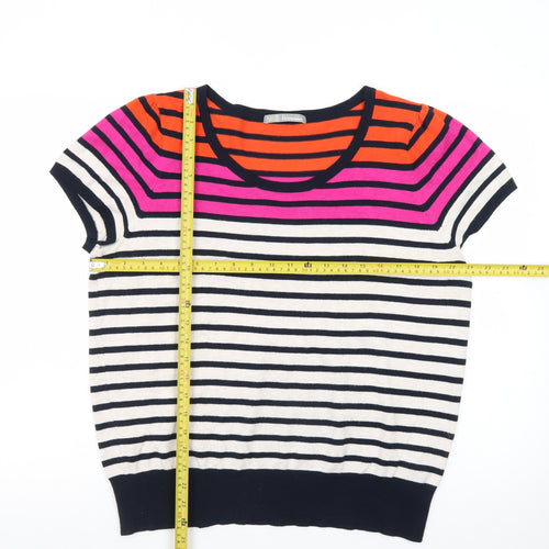 Marks and Spencer Women’s Multicoloured Striped Short Sleeve Pullover Jumper Size 18