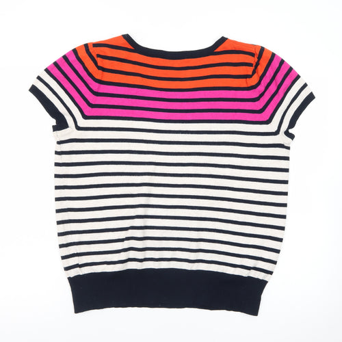 Marks and Spencer Women’s Multicoloured Striped Short Sleeve Pullover Jumper Size 18