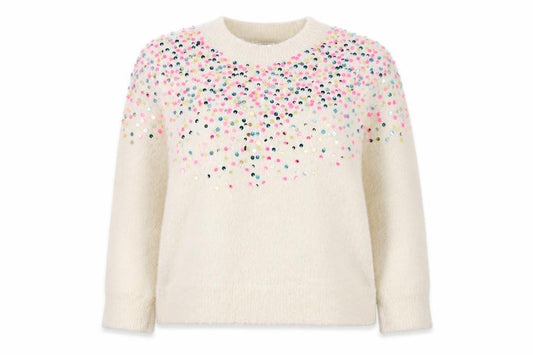 Front view of Marks & Spencer Ivory Sequin Knit Jumper Teens, size 4, Pullover