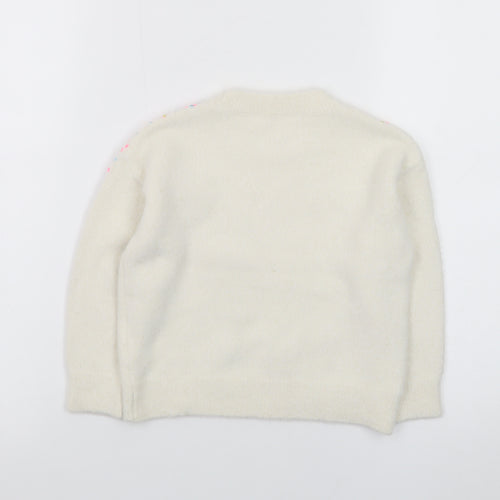 Marks and Spencer Ivory Sequin Knit Jumper Teens Size 4 Pullover