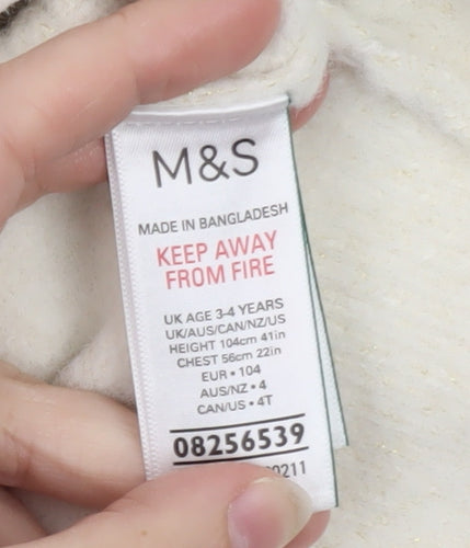 Marks and Spencer Ivory Sequin Knit Jumper Teens Size 4 Pullover