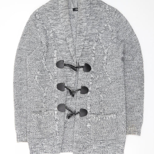 F&F Womens Grey Chunky Knit Cardigan Size 16 Shawl Neck
