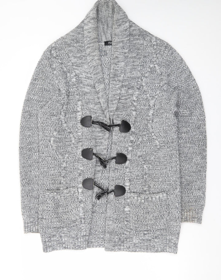 F&F Womens Grey Chunky Knit Cardigan Size 16 Shawl Neck