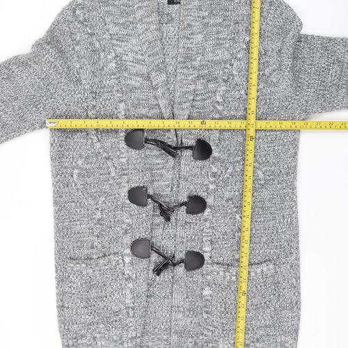 F&F Womens Grey Chunky Knit Cardigan Size 16 Shawl Neck