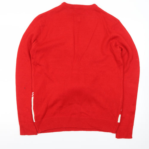 Threadbare Men's Red Christmas Reindeer Jumper Size M Crew Neck Knit