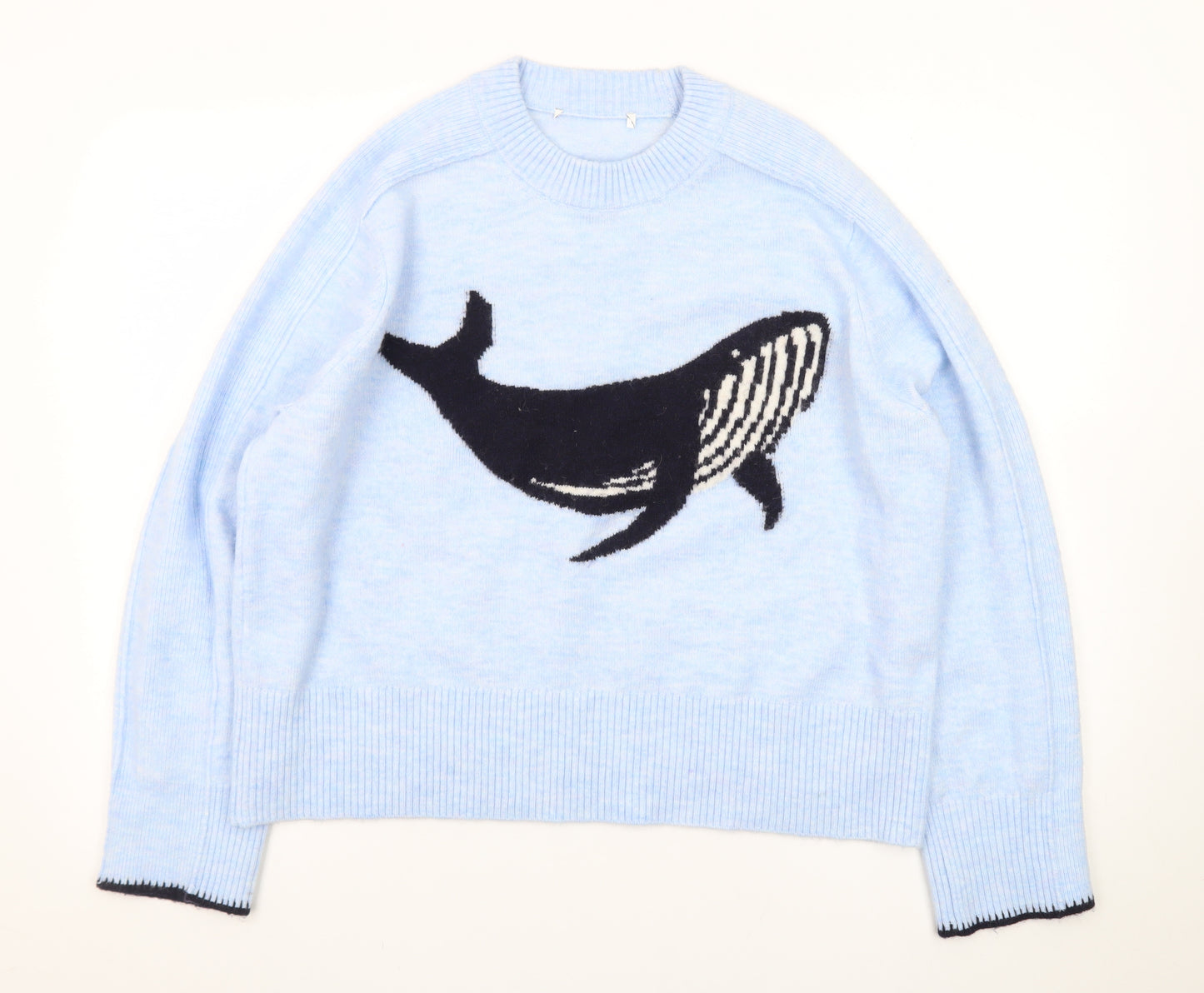 Next Women Blue Whale Animal Print Crew Neck Jumper Size M