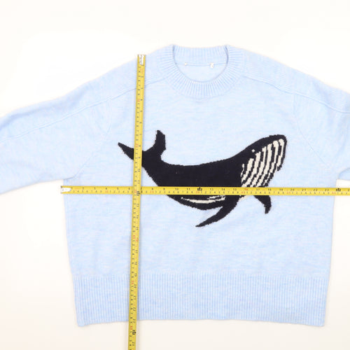 Next Women Blue Whale Animal Print Crew Neck Jumper Size M