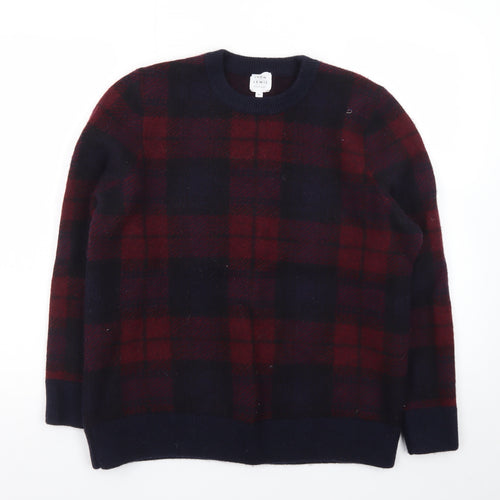 John Lewis Men Red Check Wool Pullover Jumper XL
