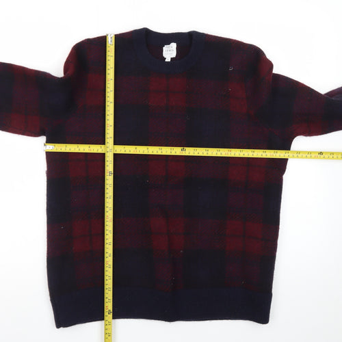 John Lewis Men Red Check Wool Pullover Jumper XL