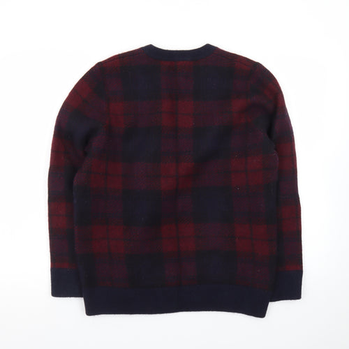 John Lewis Men Red Check Wool Pullover Jumper XL