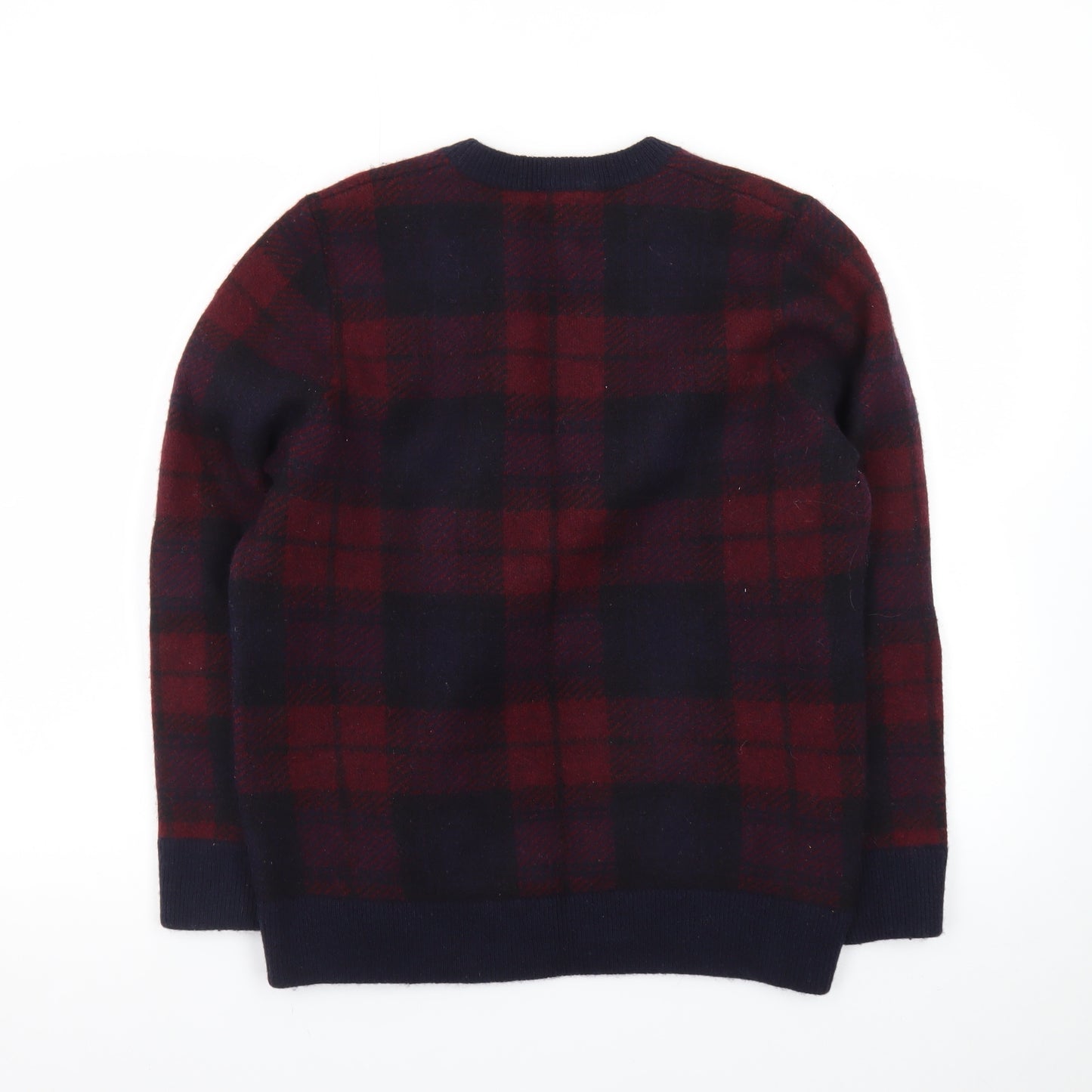 John Lewis Men Red Check Wool Pullover Jumper XL