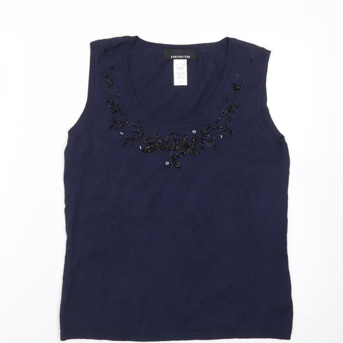 Jones New York Women’s Blue Beaded Sleeveless Knit Vest M