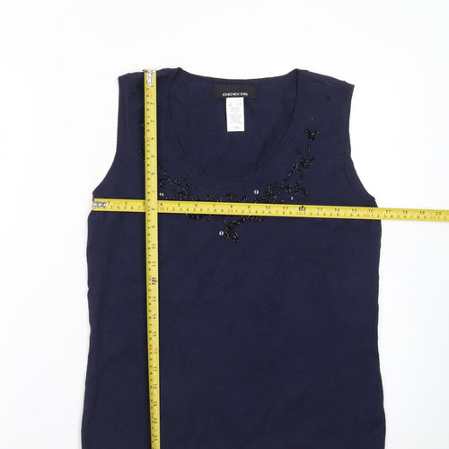 Jones New York Women’s Blue Beaded Sleeveless Knit Vest M