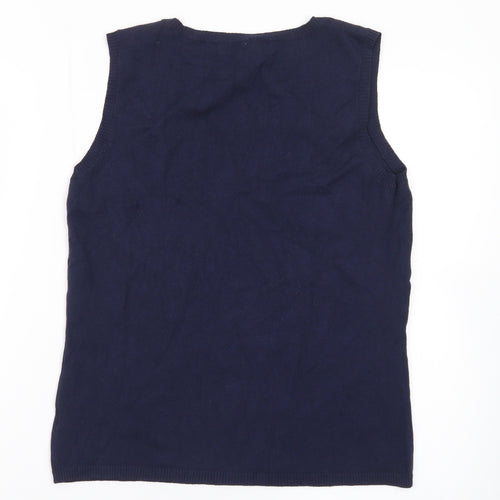 Jones New York Women’s Blue Beaded Sleeveless Knit Vest M