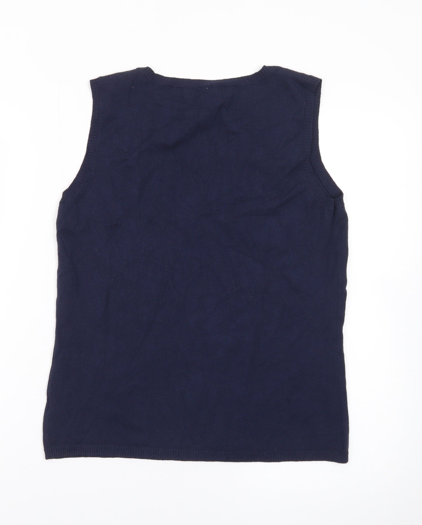 Jones New York Women’s Blue Beaded Sleeveless Knit Vest M