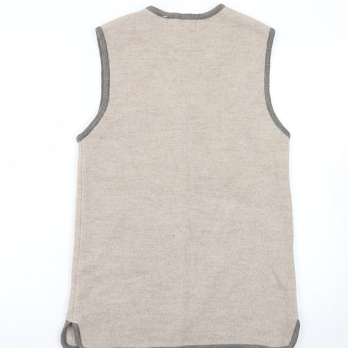 Gaddy Collection Women's Beige Wool Knit Embroidered Vest S