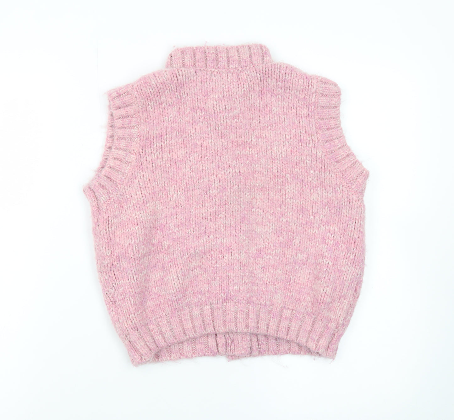 Topshop Women Pink Knitted Button Front Sleeveless Vest S