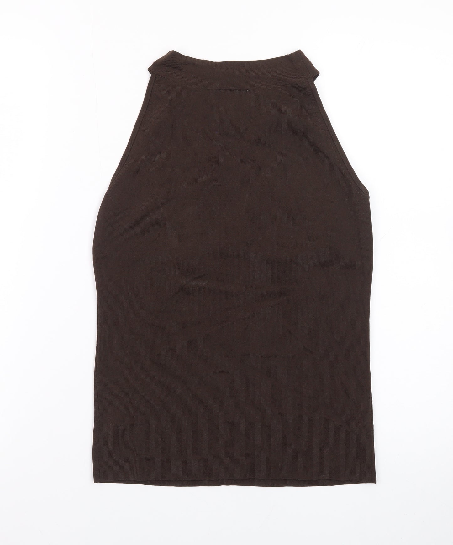 Ann Taylor Loft Womens Brown Studded Halter V-Neck Tank Top S