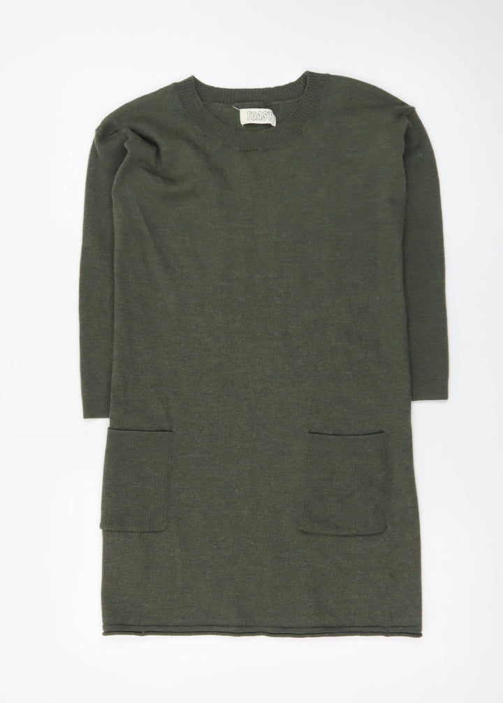 Toast Women’s Green Wool Jumper Dress Size 6 Long Sleeve Knit