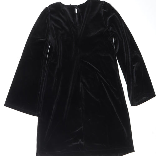 Finery Women Black Velvet Shift Dress Size 8 Long Sleeve