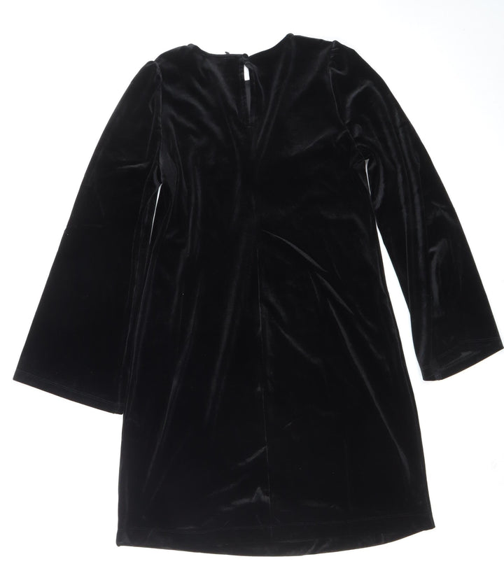 Finery Women Black Velvet Shift Dress Size 8 Long Sleeve